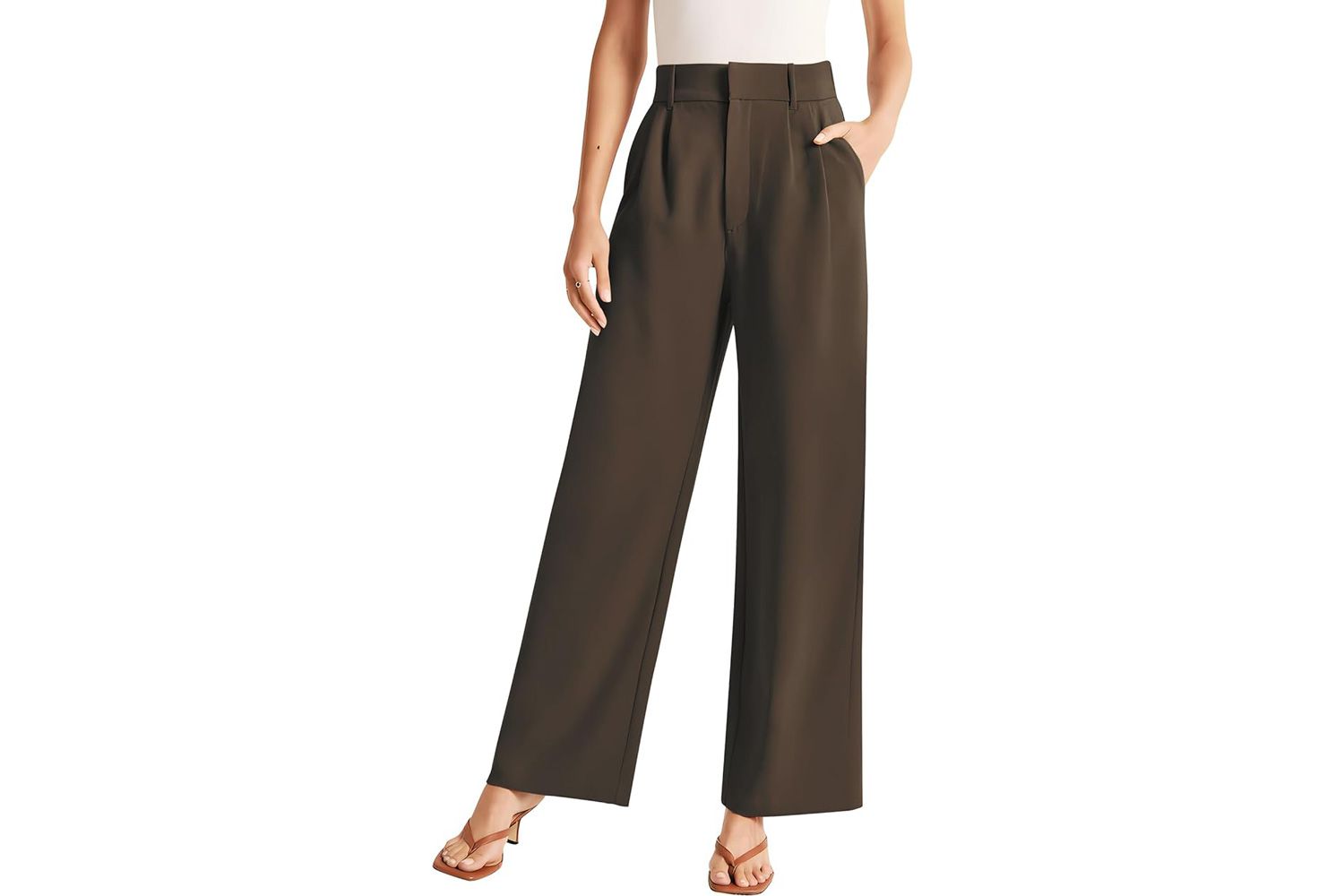Amazon Sarin Mathews Pantalon large taille haute pour femme
