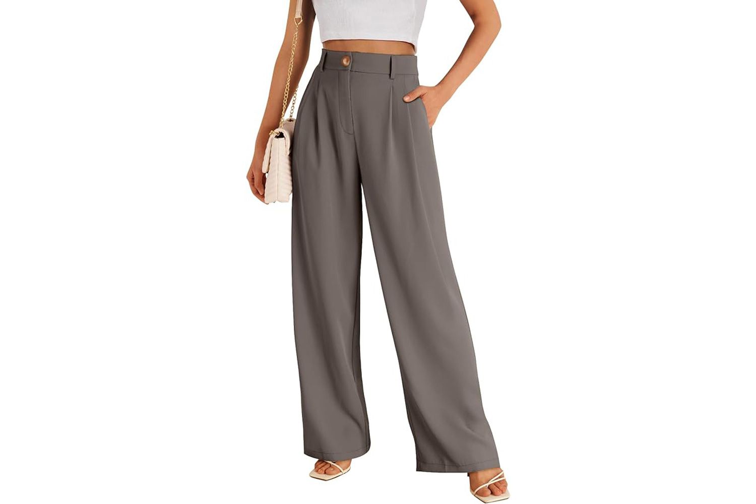 Amazon LILLUSORY Pantalon habillé à jambe large taille haute pour femme 