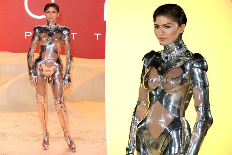 Zendaya devient un véritable robot de mode dans la couture Mugler en métal à l’avant-première de “Dune: Part Two” à Londres