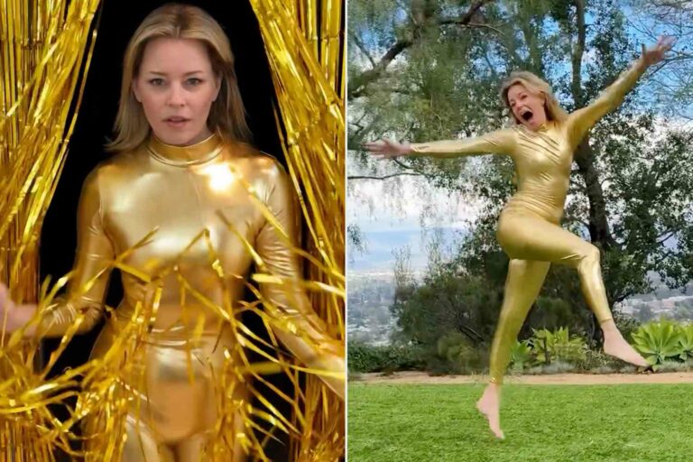Elizabeth Banks célèbre son 50e anniversaire dans un « costume d’anniversaire » doré : regardez