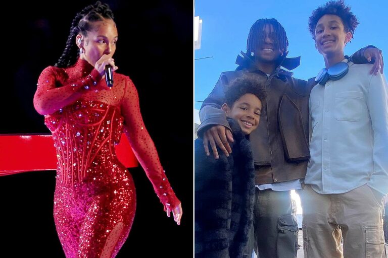 Swizz Beatz passe du temps avec ses fils alors qu’ils soutiennent l’apparition d’Alicia Keys à la mi-temps du Super Bowl 2024