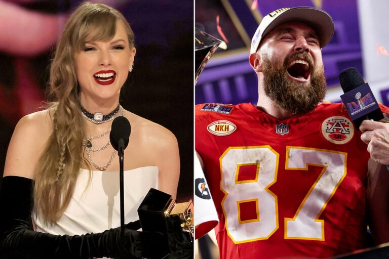 Travis Kelce dit que lui et Taylor Swift sont « au sommet du monde » après les victoires du Super Bowl et des Grammy Awards 2024