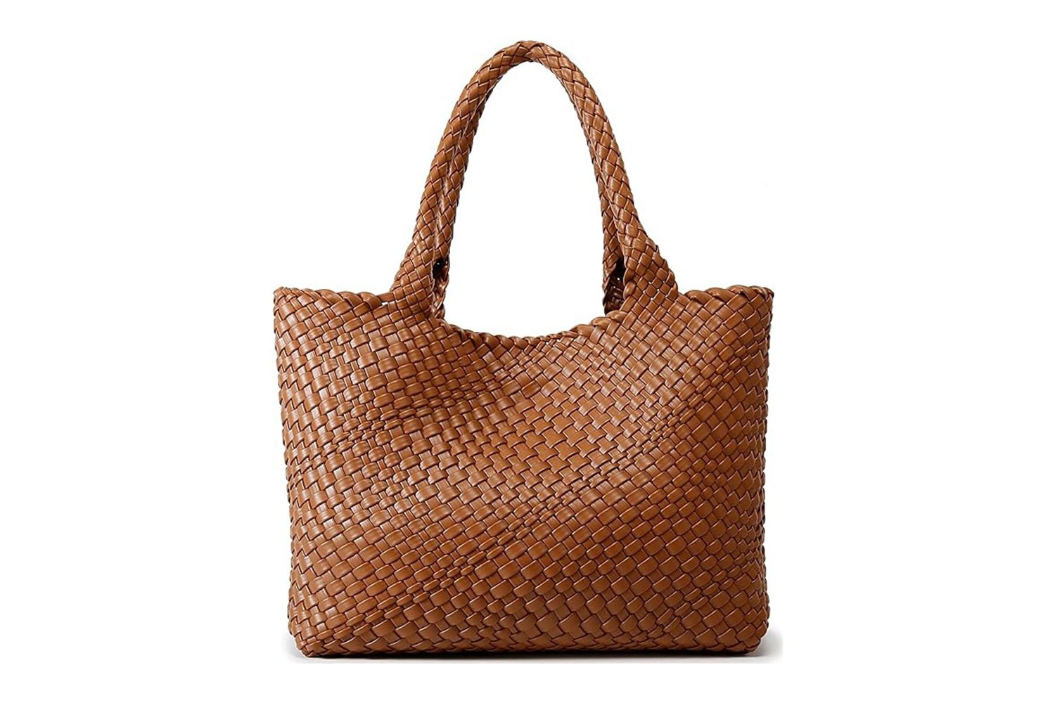 Queenoris Sac tissé pour femme, sac à bandoulière tendance avec poignée supérieure en cuir végétalien, grand sac fourre-tout de voyage