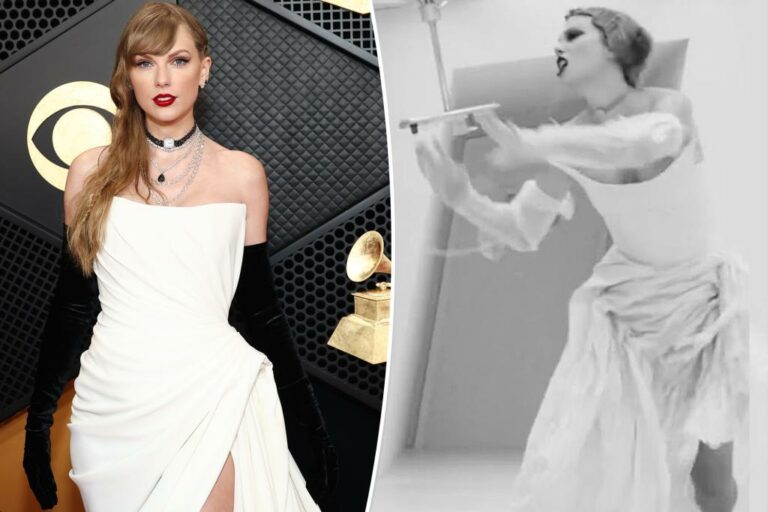 La robe des Grammys 2024 de Taylor Swift était depuis le début un œuf de Pâques du « département des poètes torturés »
